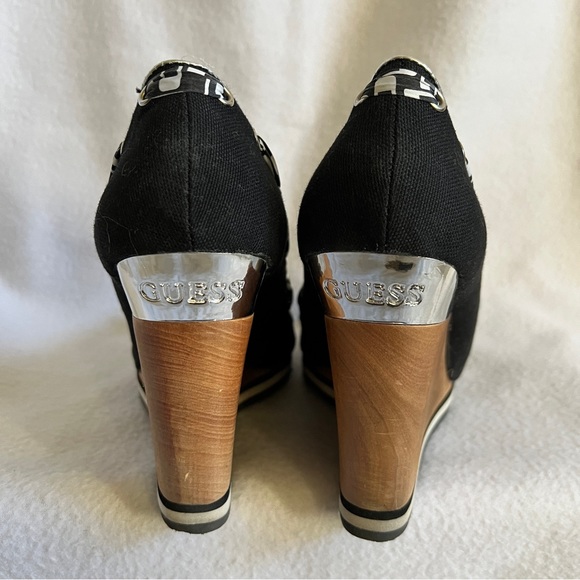 GUESS Tatyanna 2 Canvas Peep Toe Wedges - Picture 6 of 15